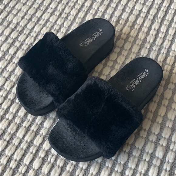 jeffrey campbell fur slides